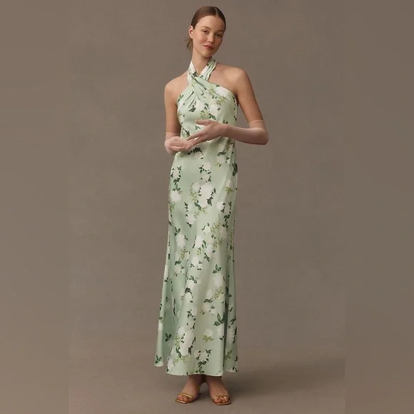 BHLDN Ruby Twist Halter Satin Gown - Picture 2 of 5